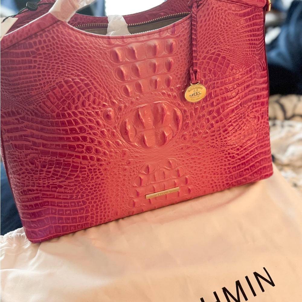 Brahmin Pink Melbourne Hibiscus Ombre Shoulder Bag